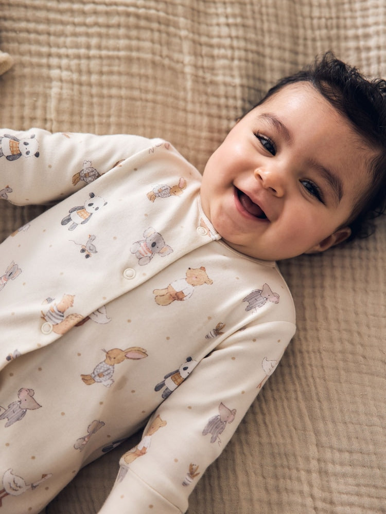 Neutral Animal Baby Sleepsuits 3 Pack (0-2yrs)