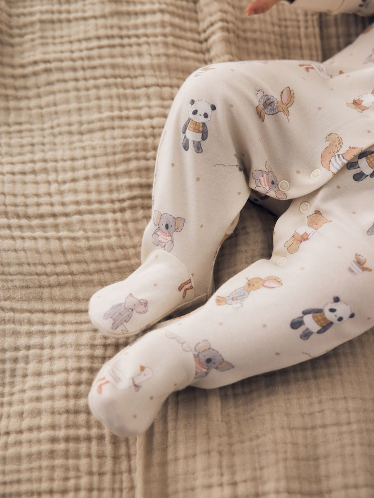 Neutral Animal Baby Sleepsuits 3 Pack (0-2yrs)