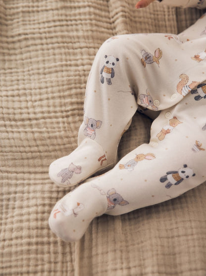 Neutral Animal Baby Sleepsuits 3 Pack (0-2yrs)
