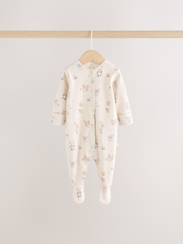 Neutral Animal Baby Sleepsuits 3 Pack (0-2yrs)