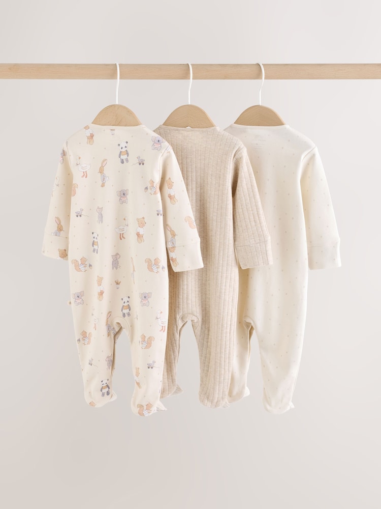 Neutral Animal Baby Sleepsuits 3 Pack (0-2yrs)
