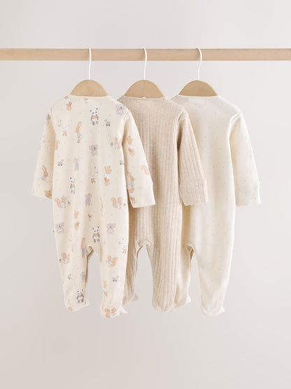 Neutral Animal Baby Sleepsuits 3 Pack (0-2yrs)