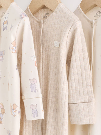 Neutral Animal Baby Sleepsuits 3 Pack (0-2yrs)