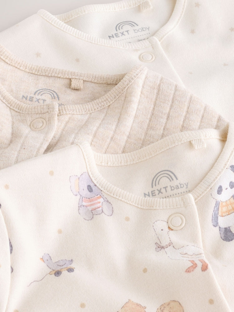 Neutral Animal Baby Sleepsuits 3 Pack (0-2yrs)