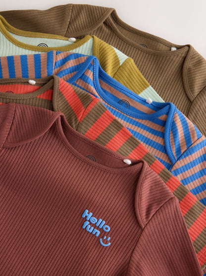 Multi Stripe Long Sleeve Bodysuits 5 Pack