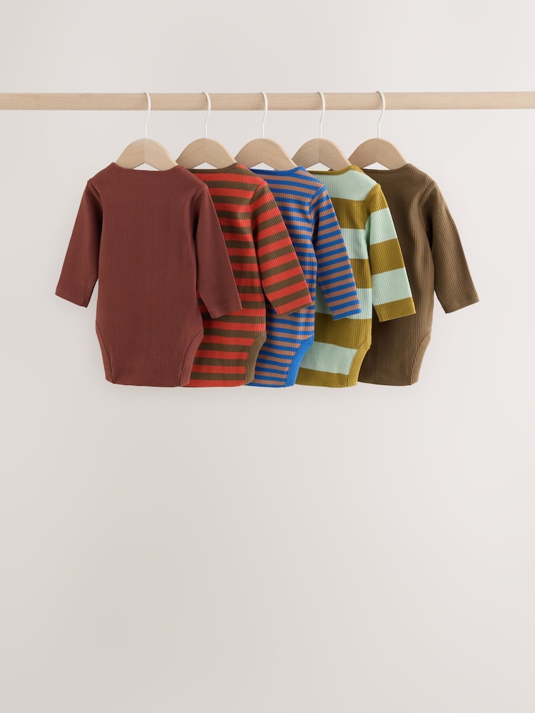 Multi Stripe Long Sleeve Bodysuits 5 Pack