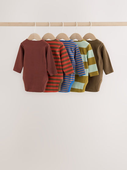 Multi Stripe Long Sleeve Bodysuits 5 Pack