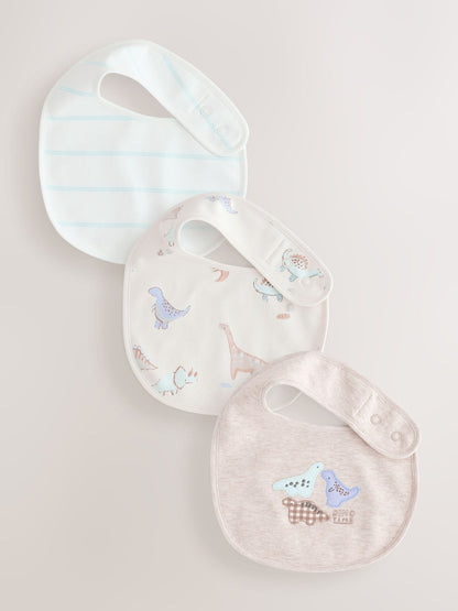 Neutral Dinosaur Baby Bibs 3 Pack - Up to 1 Month (50-56cm)