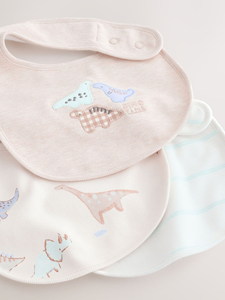 Neutral Dinosaur Baby Bibs 3 Pack