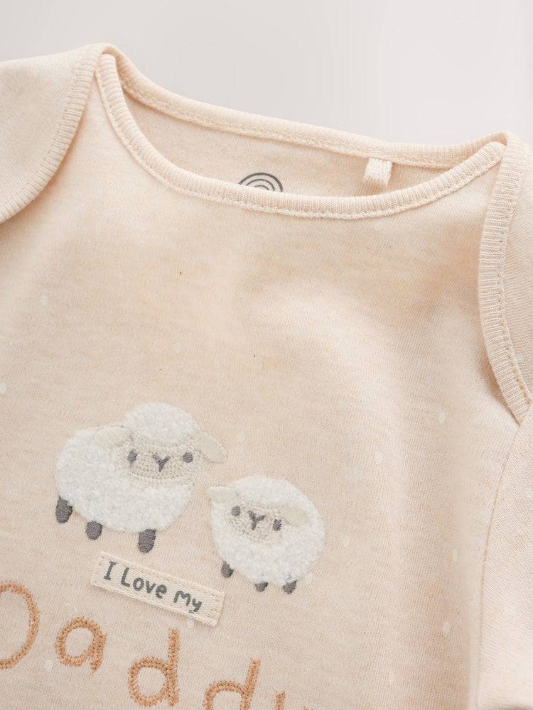 Neutral I Love My Daddy Long Sleeve Baby Bodysuit
