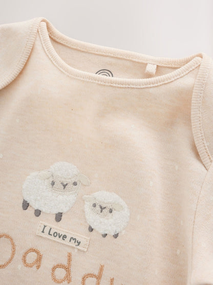 Neutral I Love My Daddy Long Sleeve Baby Bodysuit