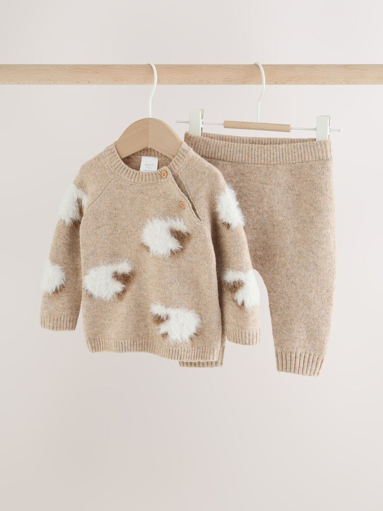 Brown Sheep Baby Knitted Jumper and Leggings Set (0mths-2yrs) - Brown Sheep / Up to 1 Month (50-56cm)