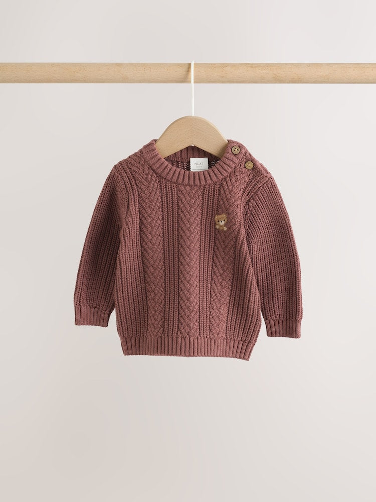 Chocolate Brown Baby Cable Knit Jumper and Leggings Set (0mths-2yrs)