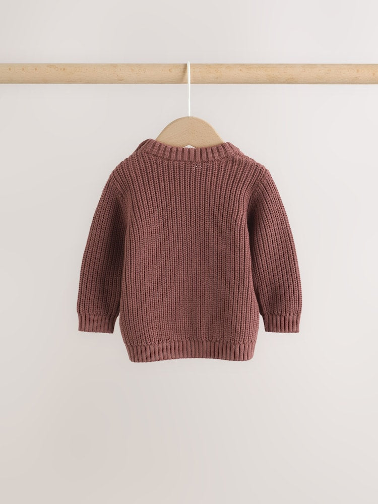 Chocolate Brown Baby Cable Knit Jumper and Leggings Set (0mths-2yrs)