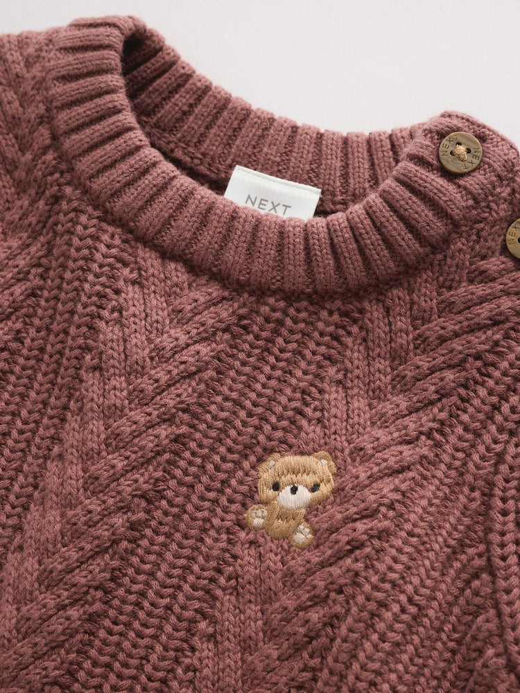 Chocolate Brown Baby Cable Knit Jumper and Leggings Set (0mths-2yrs)