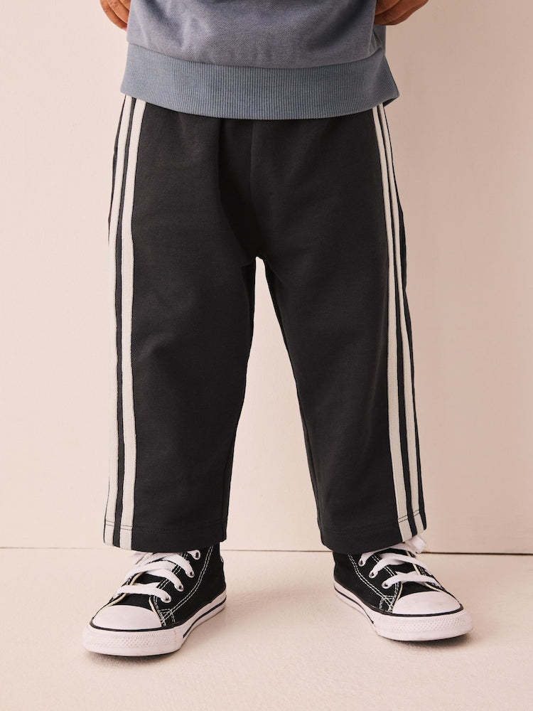 Charcoal Grey Wide Leg Side Stripe Joggers (3mths-7yrs) - Size 3-6 Months (62-68cm) - Charcoal Grey