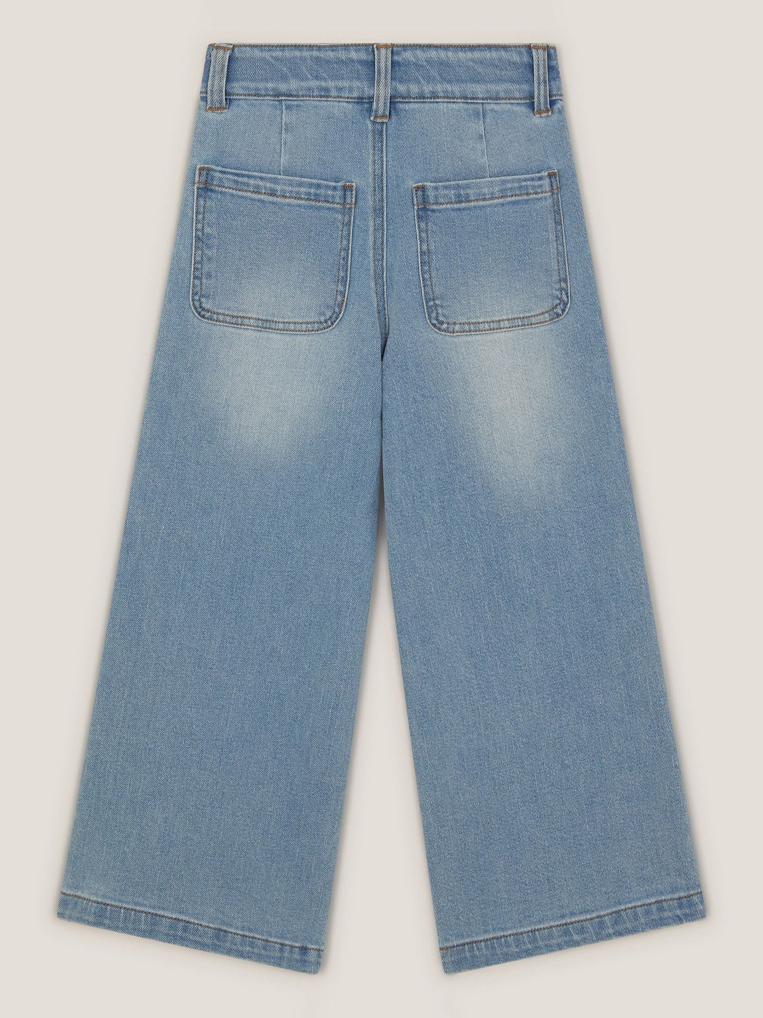 Monsoon Blue Sequin Floral Embroidered Wide Leg Jeans - Size 3 Years (98cm)
