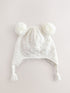 White Knitted Baby Trapper Hat - White / Up to 1 Month (50-56cm)