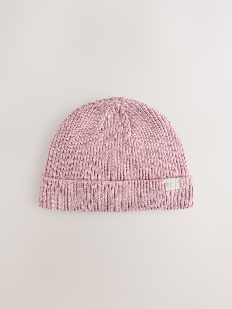 Pink and Cream Rib Baby Beanie