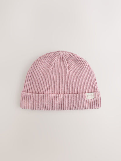 Pink and Cream Rib Baby Beanie