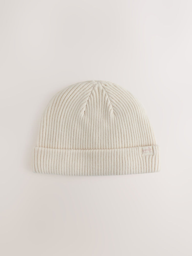 Pink and Cream Rib Baby Beanie