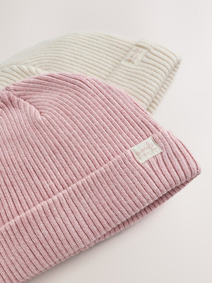 Pink and Cream Rib Baby Beanie