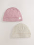 Pink and Cream Rib Baby Beanie