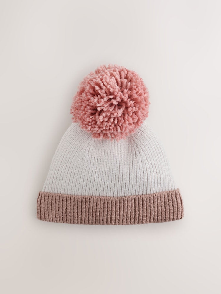 Pink Knitted Baby Pom Hat - Pink / Up to 1 Month (50-56cm)
