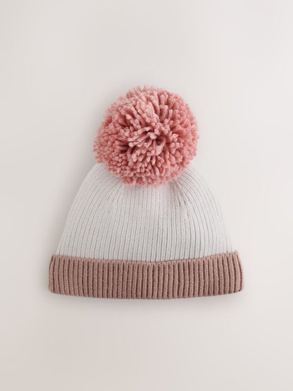 Pink Knitted Baby Pom Hat - Pink / Up to 1 Month (50-56cm)