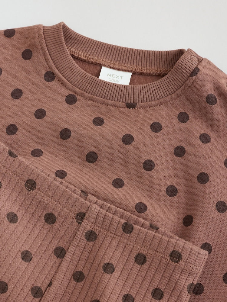 Chocolate Brown Spot Sweat Top and Leggings Set (0mths-2yrs)