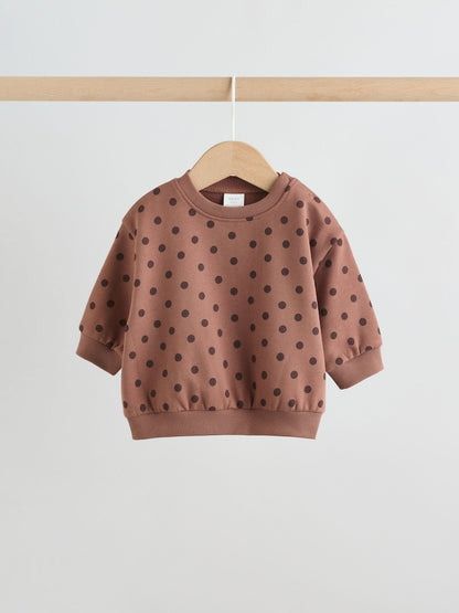 Chocolate Brown Spot Sweat Top and Leggings Set (0mths-2yrs)