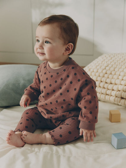 Chocolate Brown Spot Sweat Top and Leggings Set (0mths-2yrs)