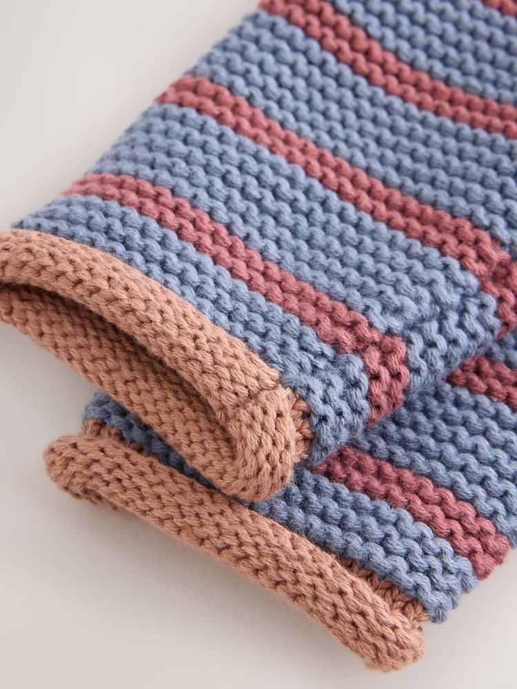 Blue &amp; Burgundy Stripe Knitted Baby Cardigan (0mths-2yrs)