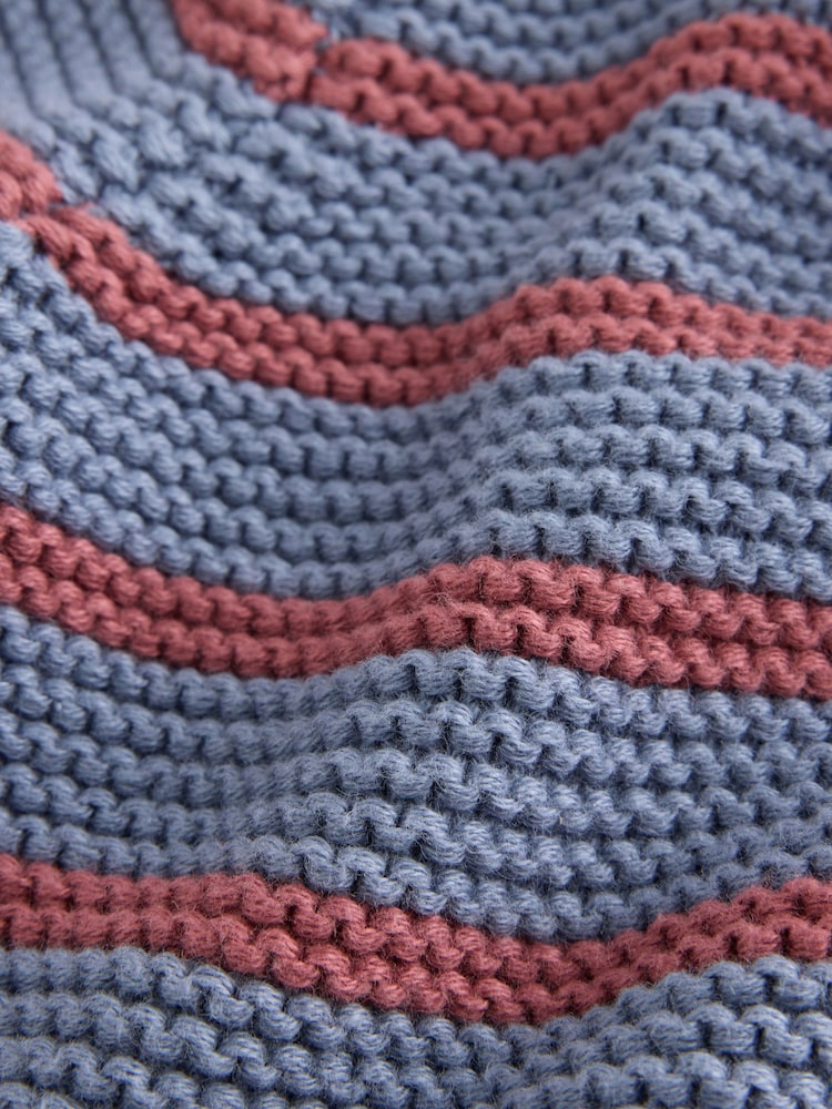 Blue &amp; Burgundy Stripe Knitted Baby Cardigan (0mths-2yrs)