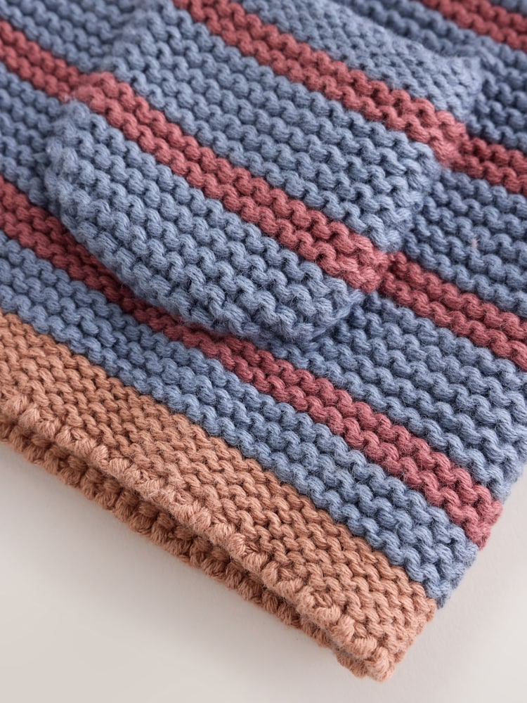Blue &amp; Burgundy Stripe Knitted Baby Cardigan (0mths-2yrs)