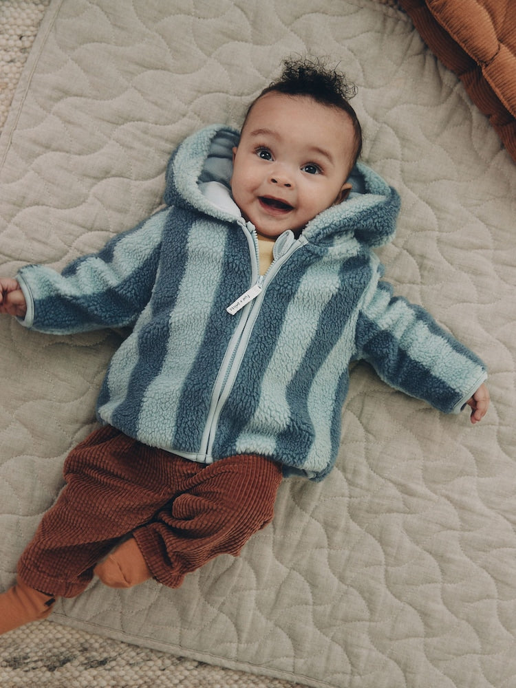 Blue Stripe Fleece Baby Zip Jacket (0mths-2yrs) - Blue Stripe / Up to 1 Month (50-56cm)