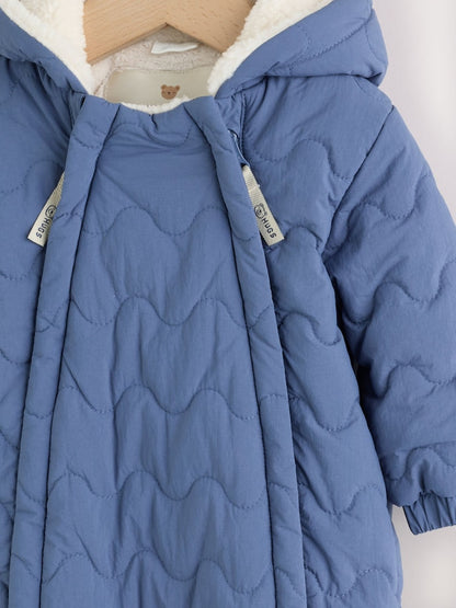 Blue Quilted Hooded Nylon Baby All-In-One (0-18mths)