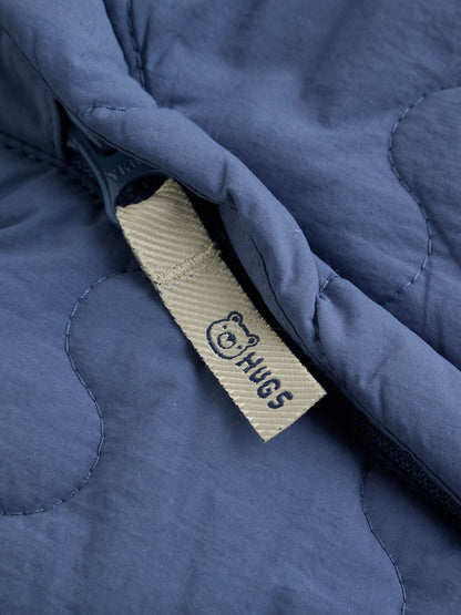 Blue Quilted Hooded Nylon Baby All-In-One (0-18mths)