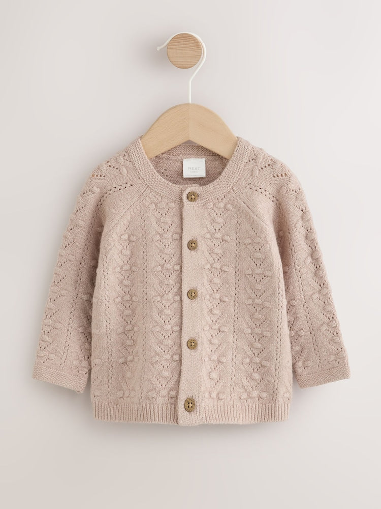 Neutral Stitch Knitted Soft Touch Baby Cardigan - Up to 1 Month (50-56cm)