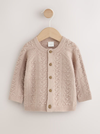Neutral Stitch Knitted Soft Touch Baby Cardigan - Up to 1 Month (50-56cm)