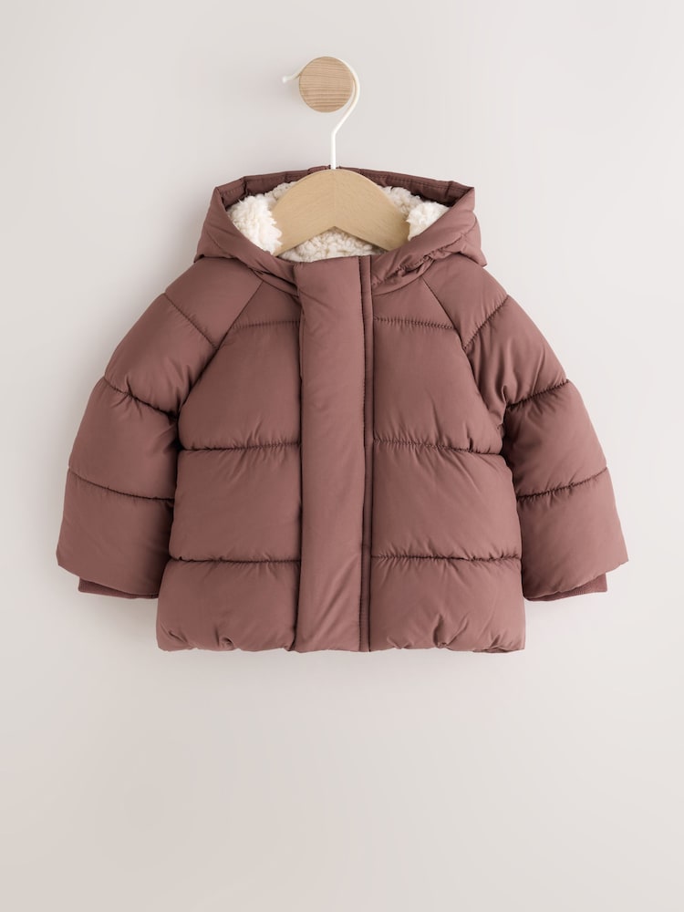 Chocolate Brown Hooded Baby Puffer Jacket - Up to 1 Month (50-56cm)