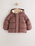 Chocolate Brown Hooded Baby Puffer Jacket - Up to 1 Month (50-56cm)