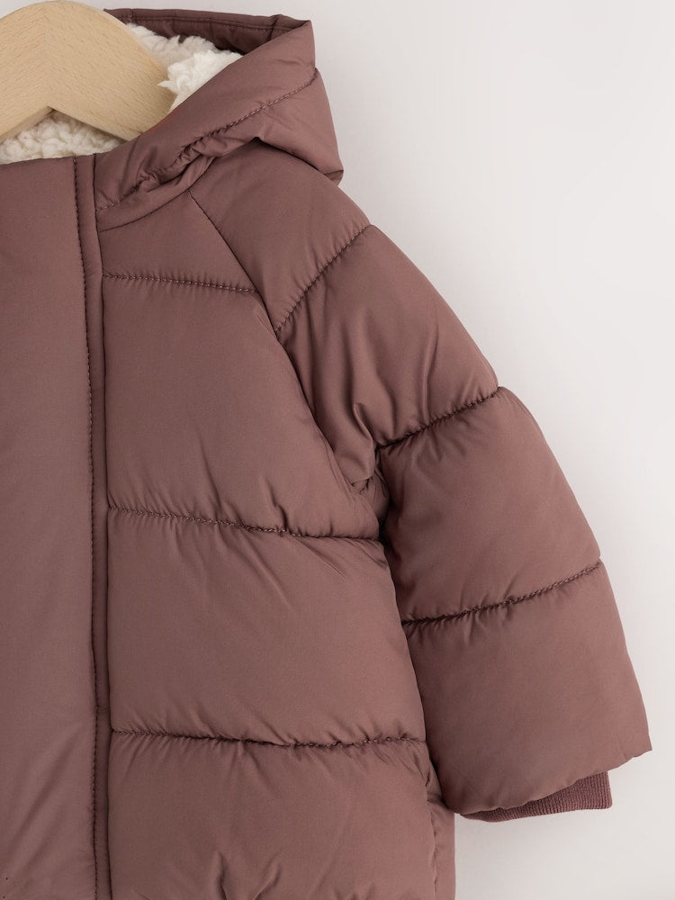 Chocolate Brown Hooded Baby Puffer Jacket