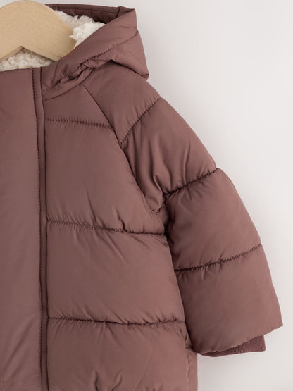 Chocolate Brown Hooded Baby Puffer Jacket