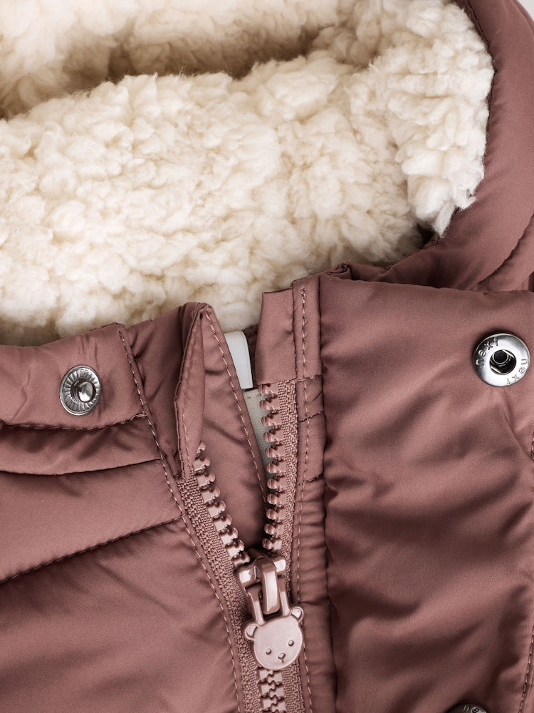 Chocolate Brown Hooded Baby Puffer Jacket