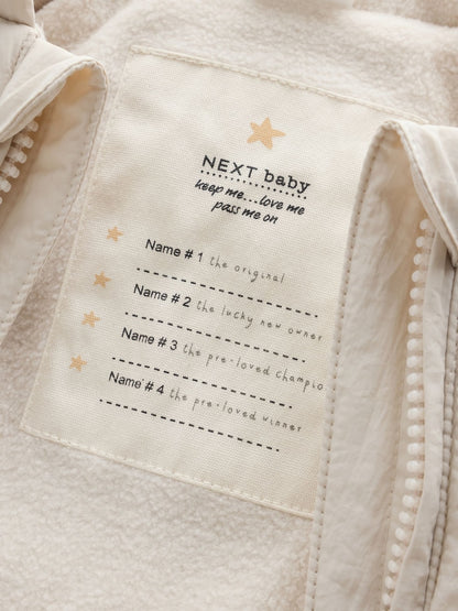 Cream Little One Back Slogan Quilted Nylon Pramsuit