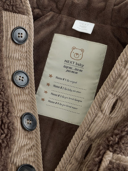 Chocolate Brown Borg Hooded Fleece Lined Baby Jacket