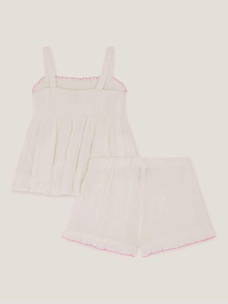 Monsoon White Baby Strawberry Top &amp; Shorts Set