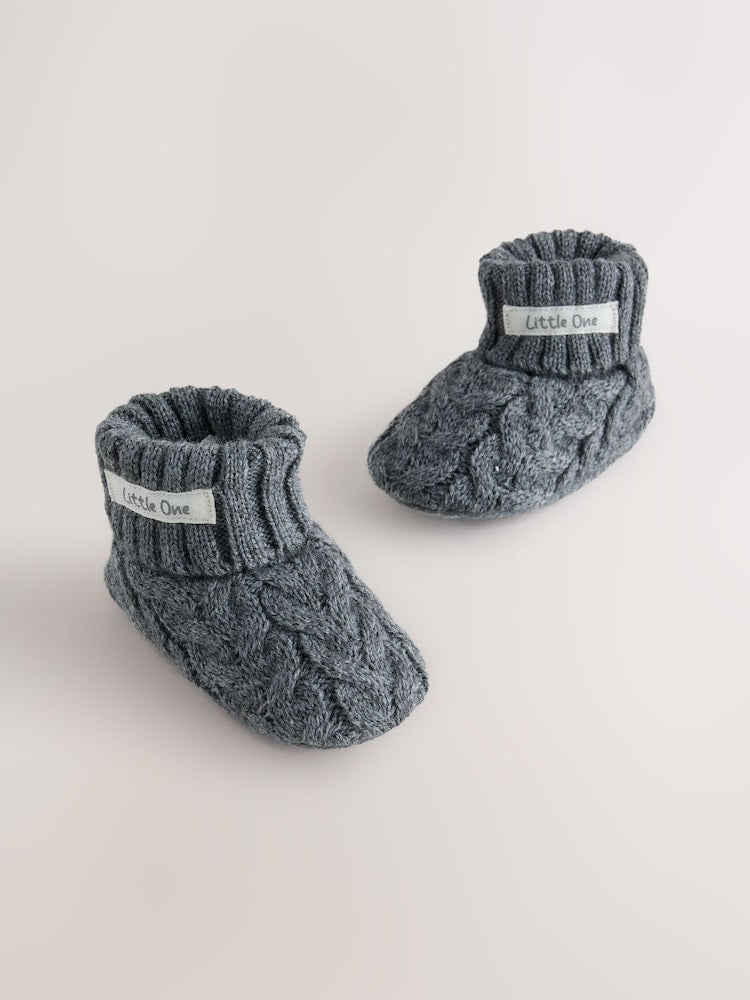 Grey Knitted Sock Top Boot Shoes (0-18mths)