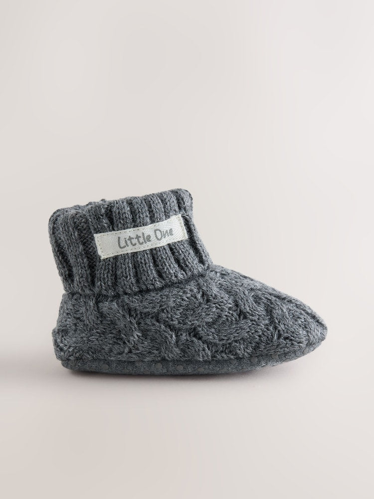 Grey Knitted Sock Top Boot Shoes (0-18mths)